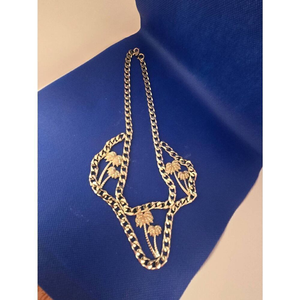 Kirks Folly Vintage Rare Silver Rhinestone Palm Tree Necklace